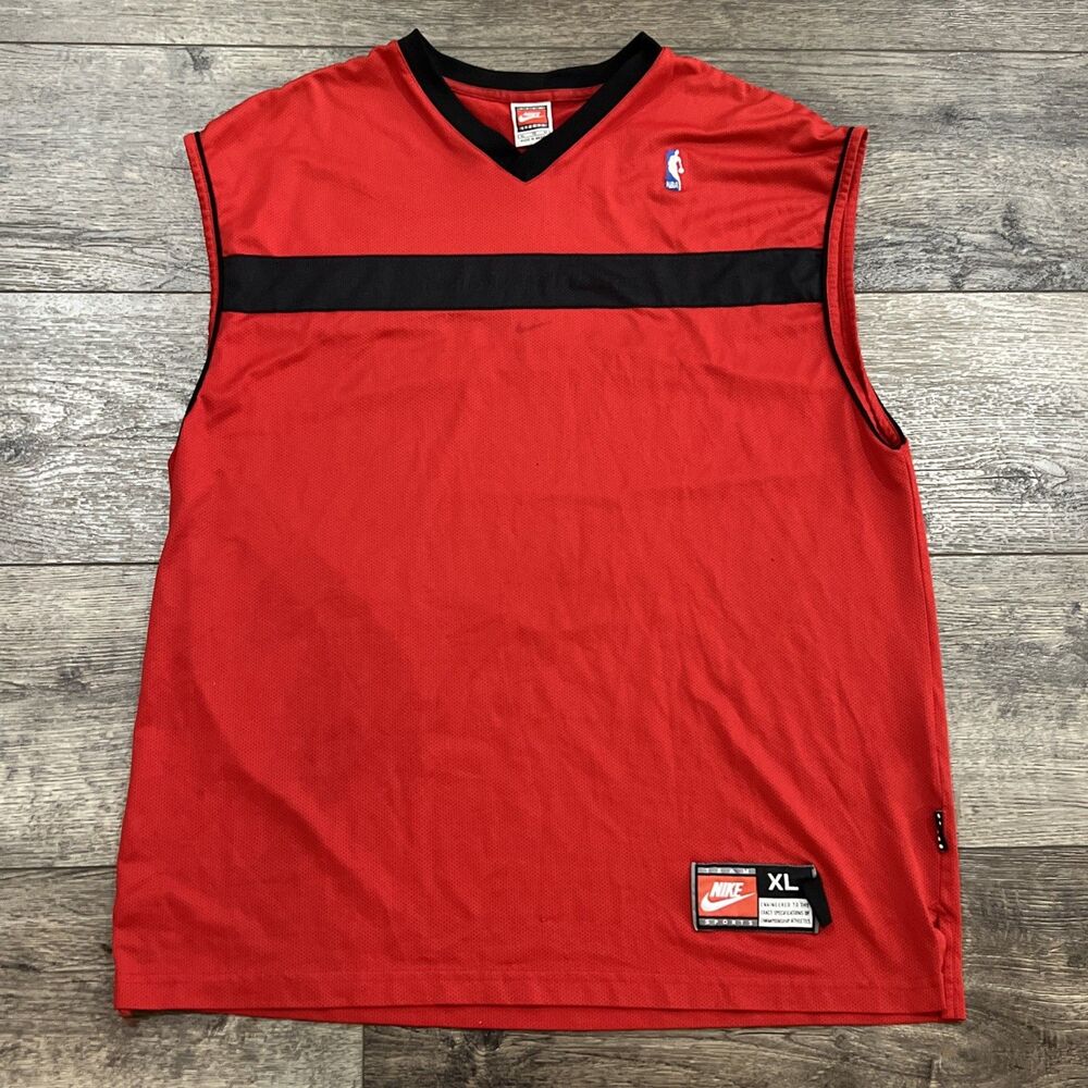 Vintage 90s Nike NBA Authentics Basketball Jersey Red Black Team Sports Men's XL